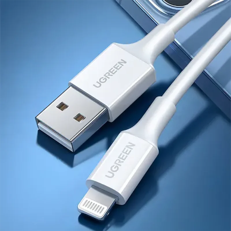 Cable USB-A Lightning UGREEN MFi 1m 2.4A Carga Rápida iPhone