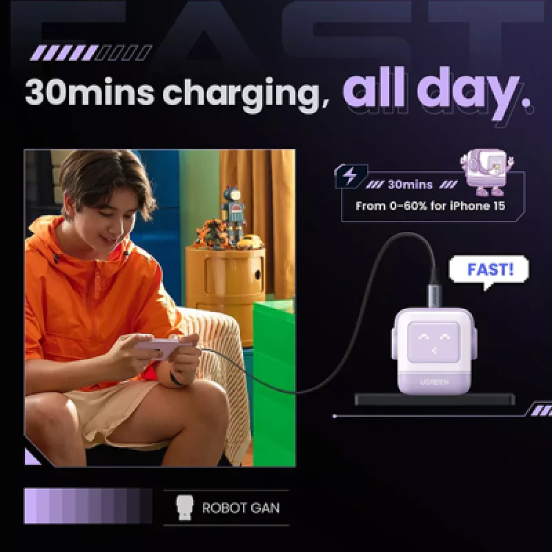Cargador Rápido UGREEN Uno Robot 30W✨