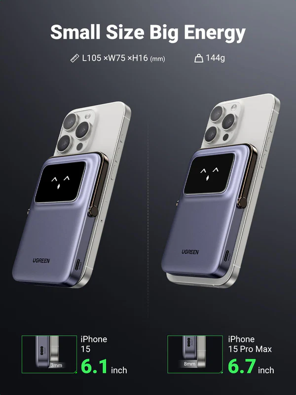  🔋 Ugreen Power Bank Inalámbrico 10000mah 20w Pd 7.5w Qi 45327 Color Plateado⚡ 