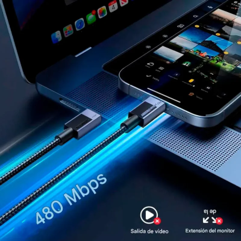 Cable USB-C Ugreen 240W Carga Rápida PD 3.1 Trenzado 1m 2m
