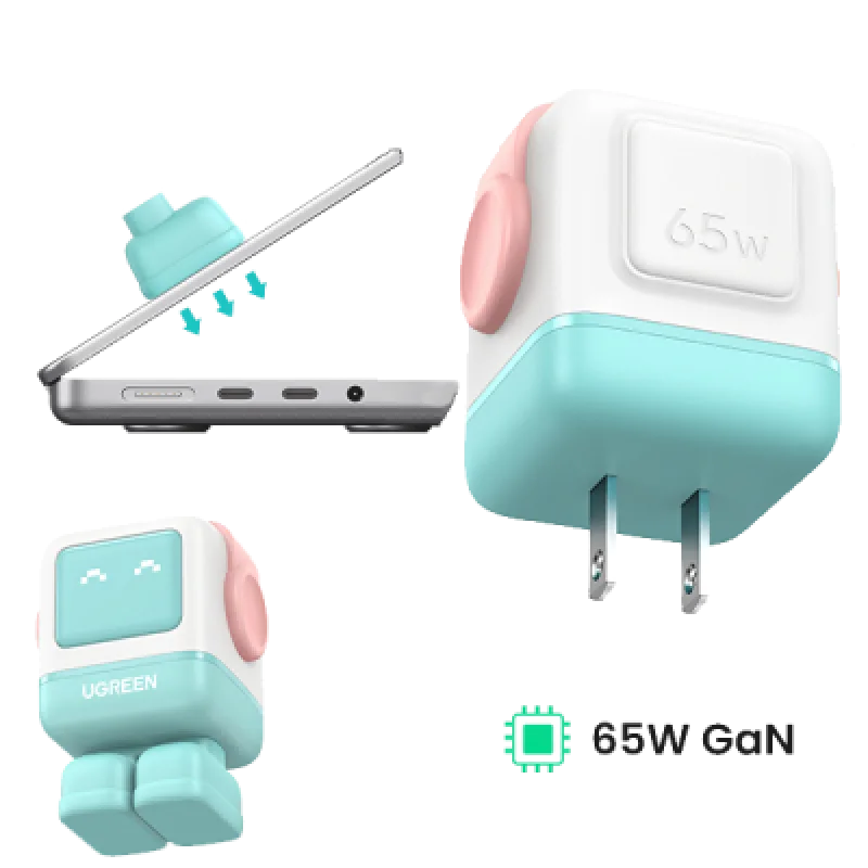 Cargador Rápido Ugreen UNO 65W GaN 3 Puertos✨ideal para iPhone MacBook y otros✔