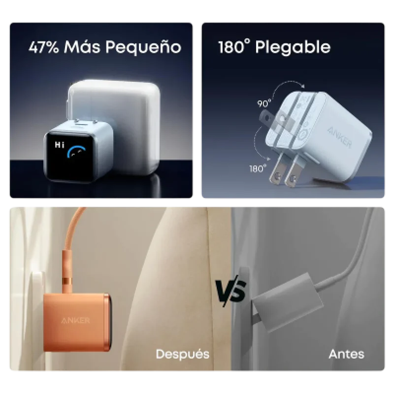 Cargador Anker Nano 45W GaN USB-C con Pantalla | Carga Rápida⚡